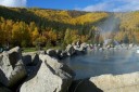 autumn lake rainbow